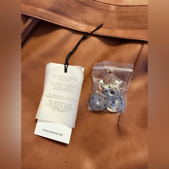 7 For All Mankind Sleeveless Faux-Leather Trench Vest/Jacket in Brown/Tan Color - Picture 11 of 13